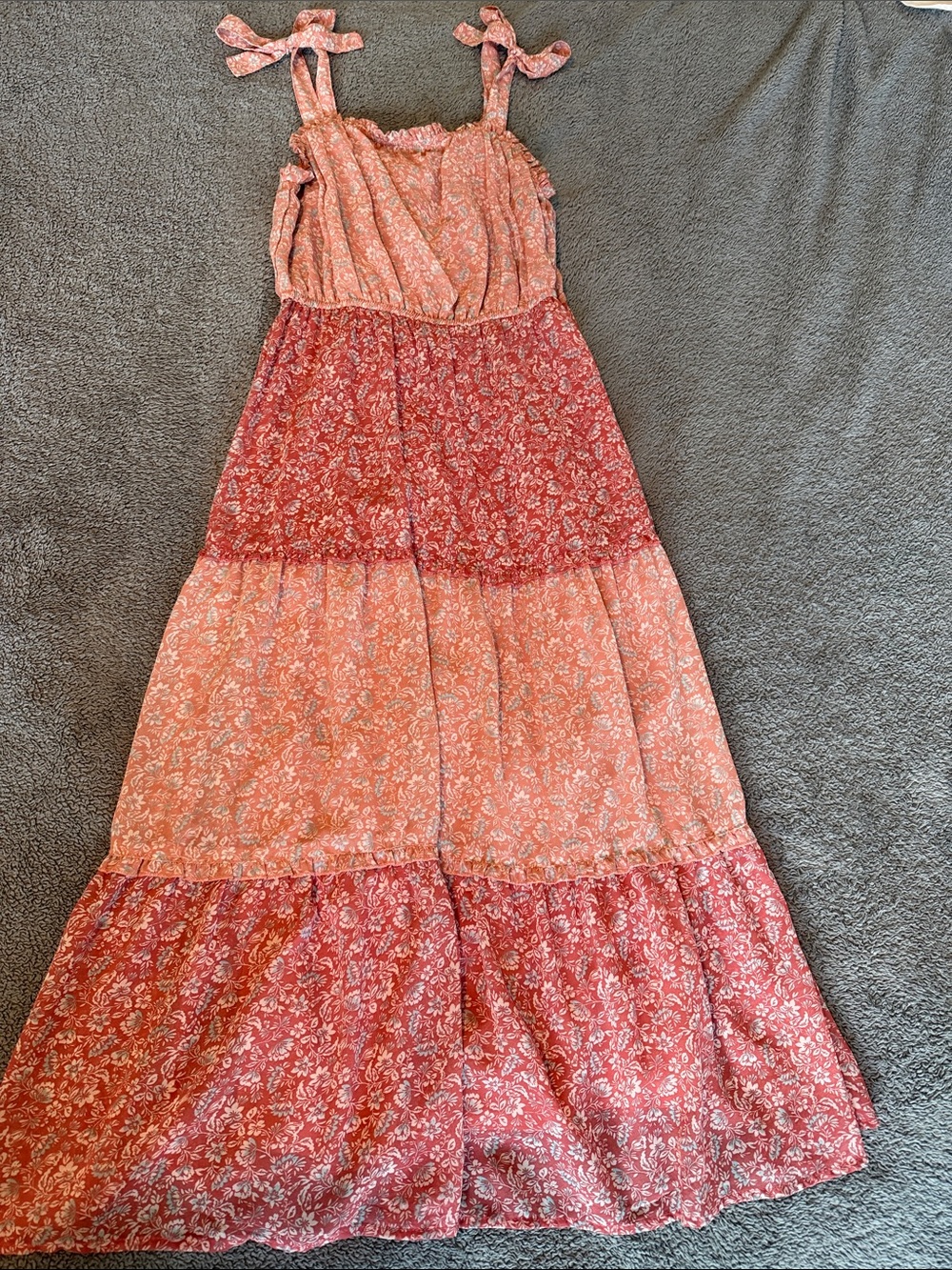 Sincerely Jules Coral & Peach Tiered Maxi Dress